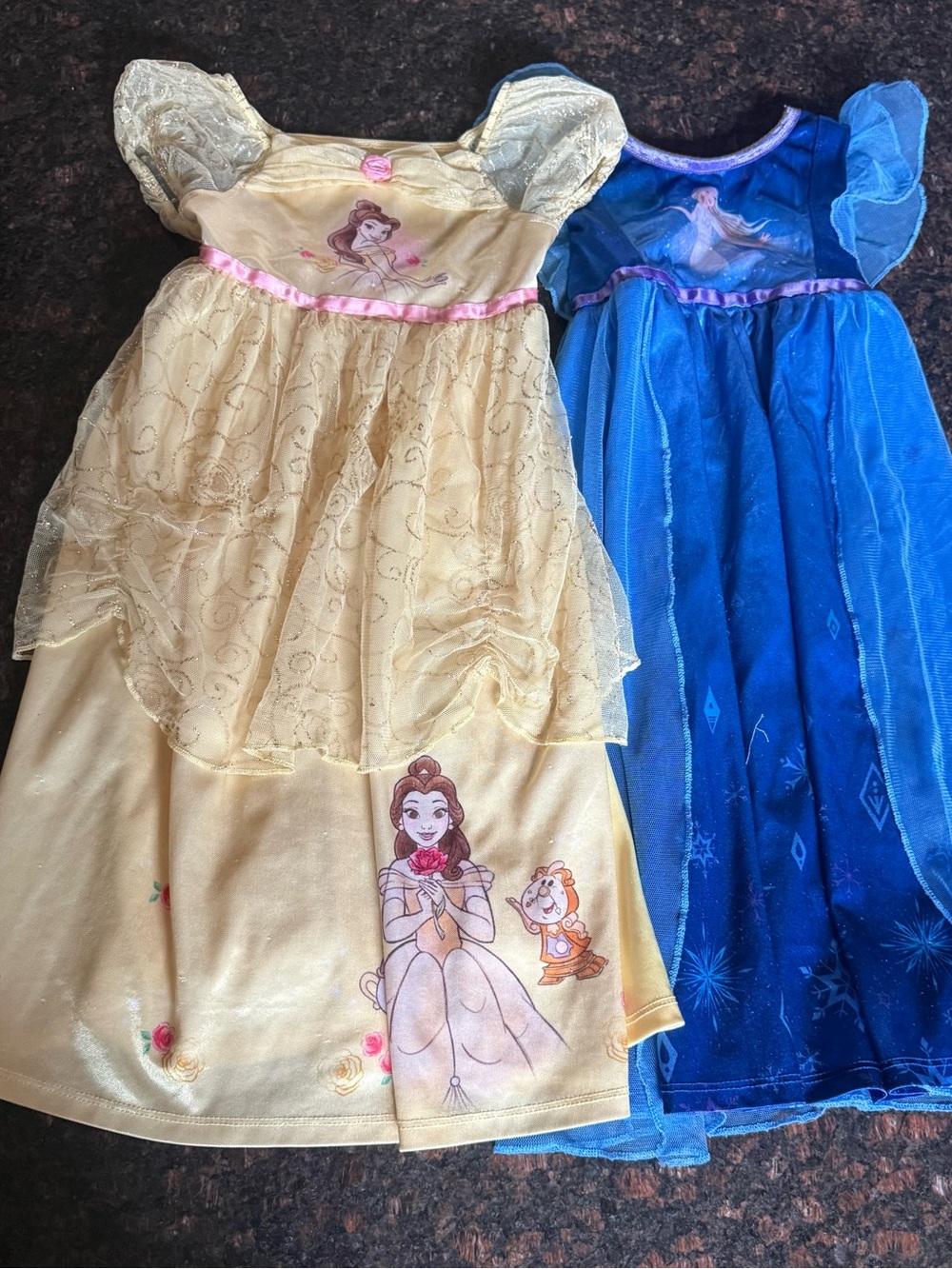 💜Disney Princess Belle and Elsa Yellow and Blue Nightgowns